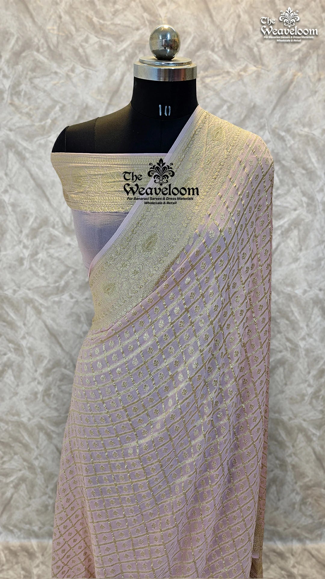 Baby Pink Khaddi Georgette Water Zari Pure Banarasi Saree by The Weaveloom