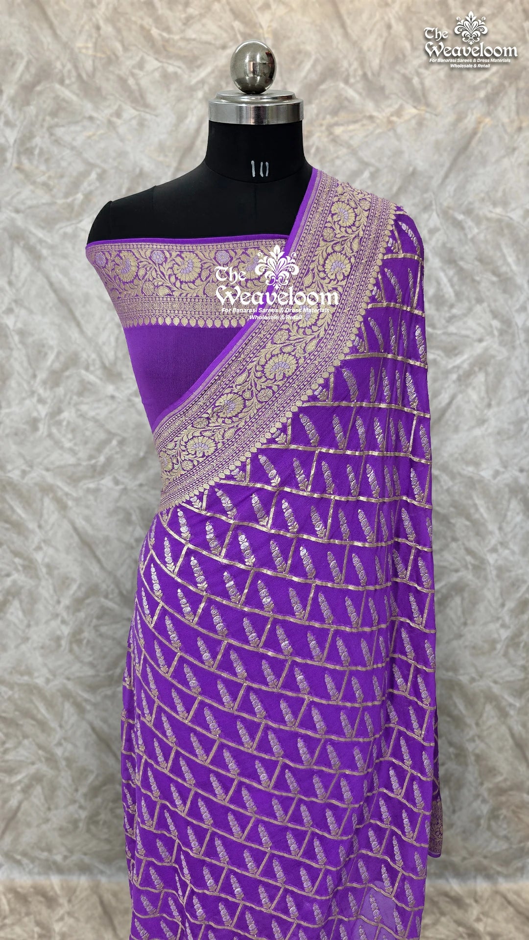 Lavender Khaddi Georgette Water Zari Pure Banarasi Saree with Customizable Colors