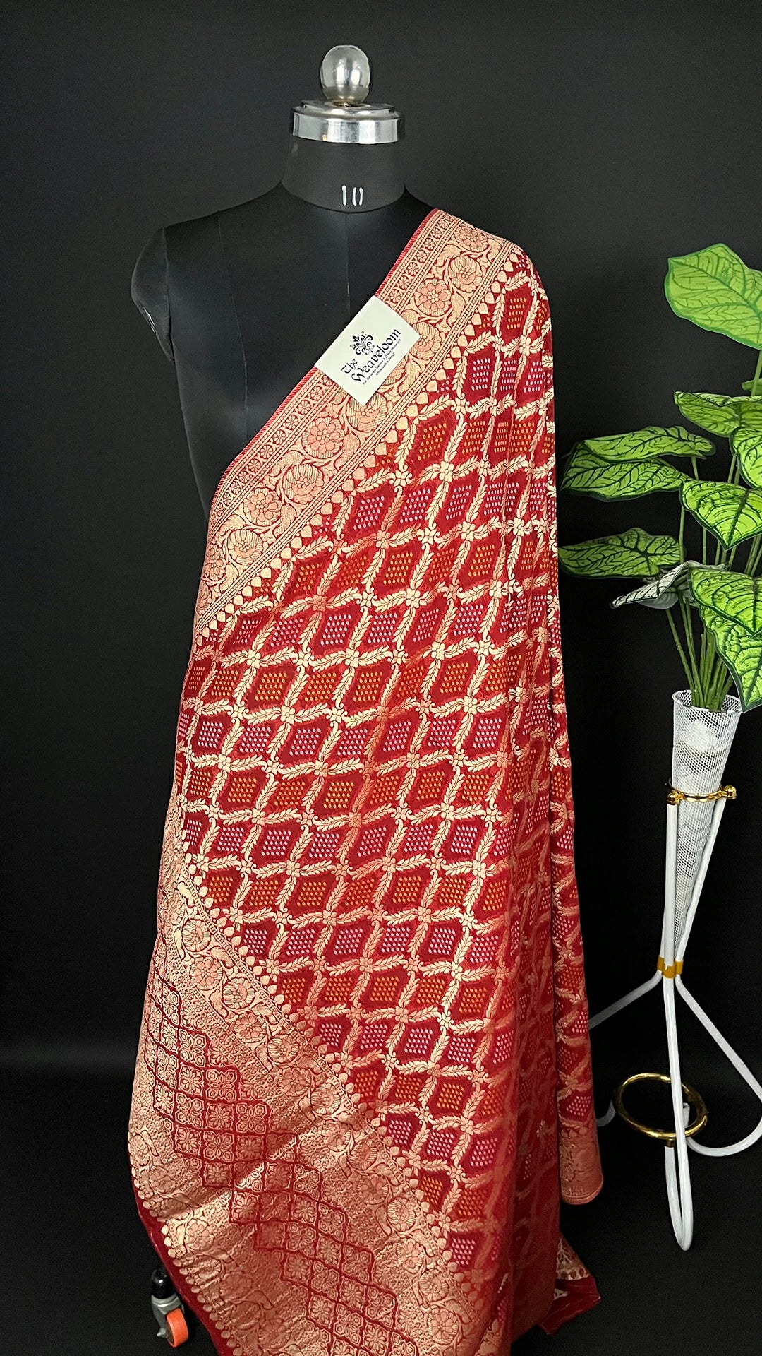 Maroon Pure Viscose Georgette Bandhej Meenakari Dupatta - The Weaveloom