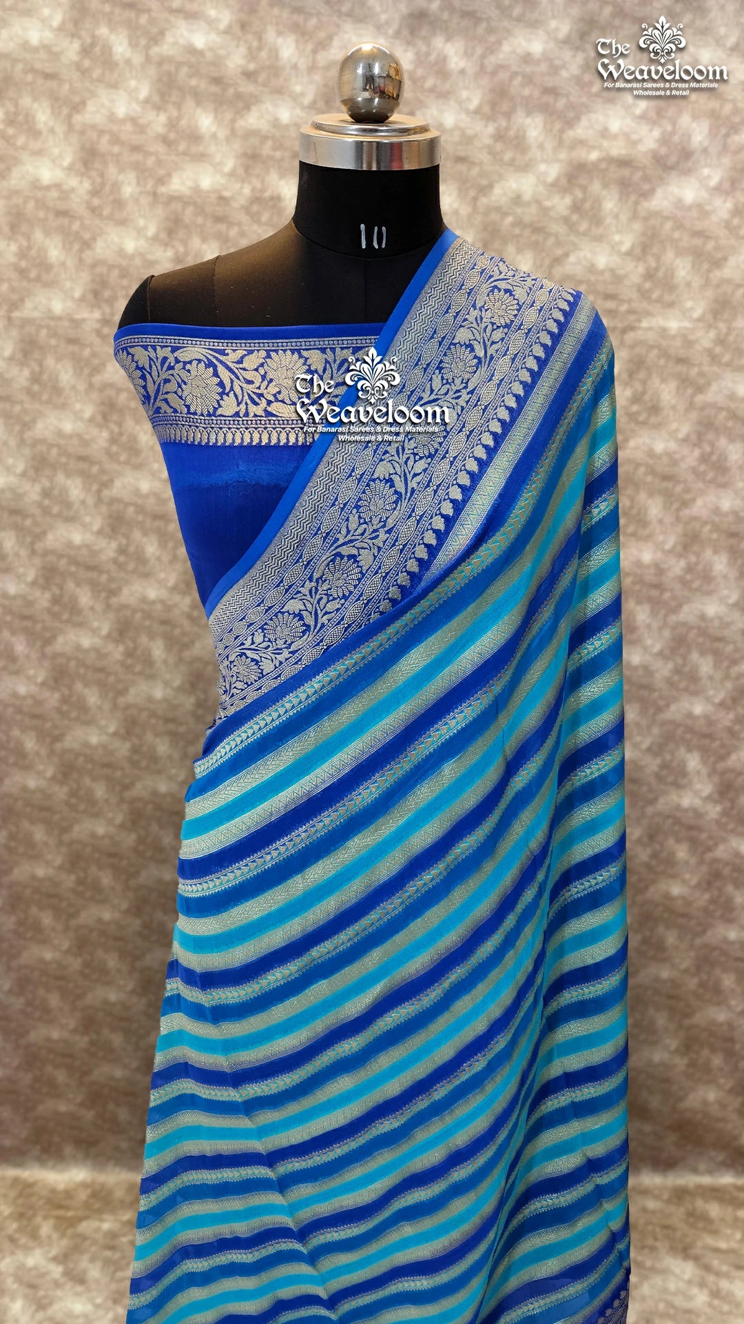 Peacock Blue - Khaddi Georgette Water Zari Pure Banarasi Saree by The Weaveloom