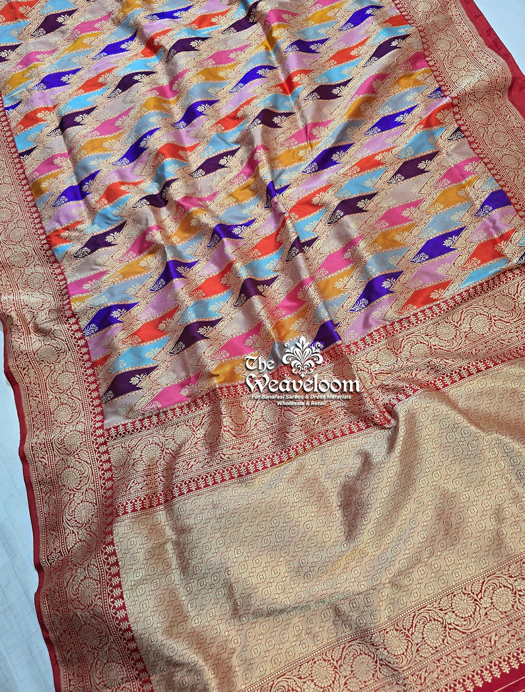Pure Katan Silk Banarasi Saree - All Over Kadiyal Jaal Work (Color) | The Weaveloom