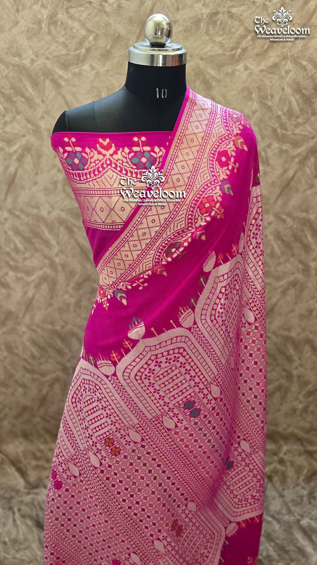 Rani Colour Banarasi Saree - Pure Tussar Georgette Meenakari Saree by The Weaveloom