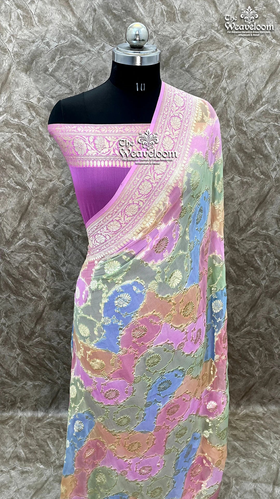Rangkat Multicolour Khaddi Georgette Banarasi Saree - The Weaveloom