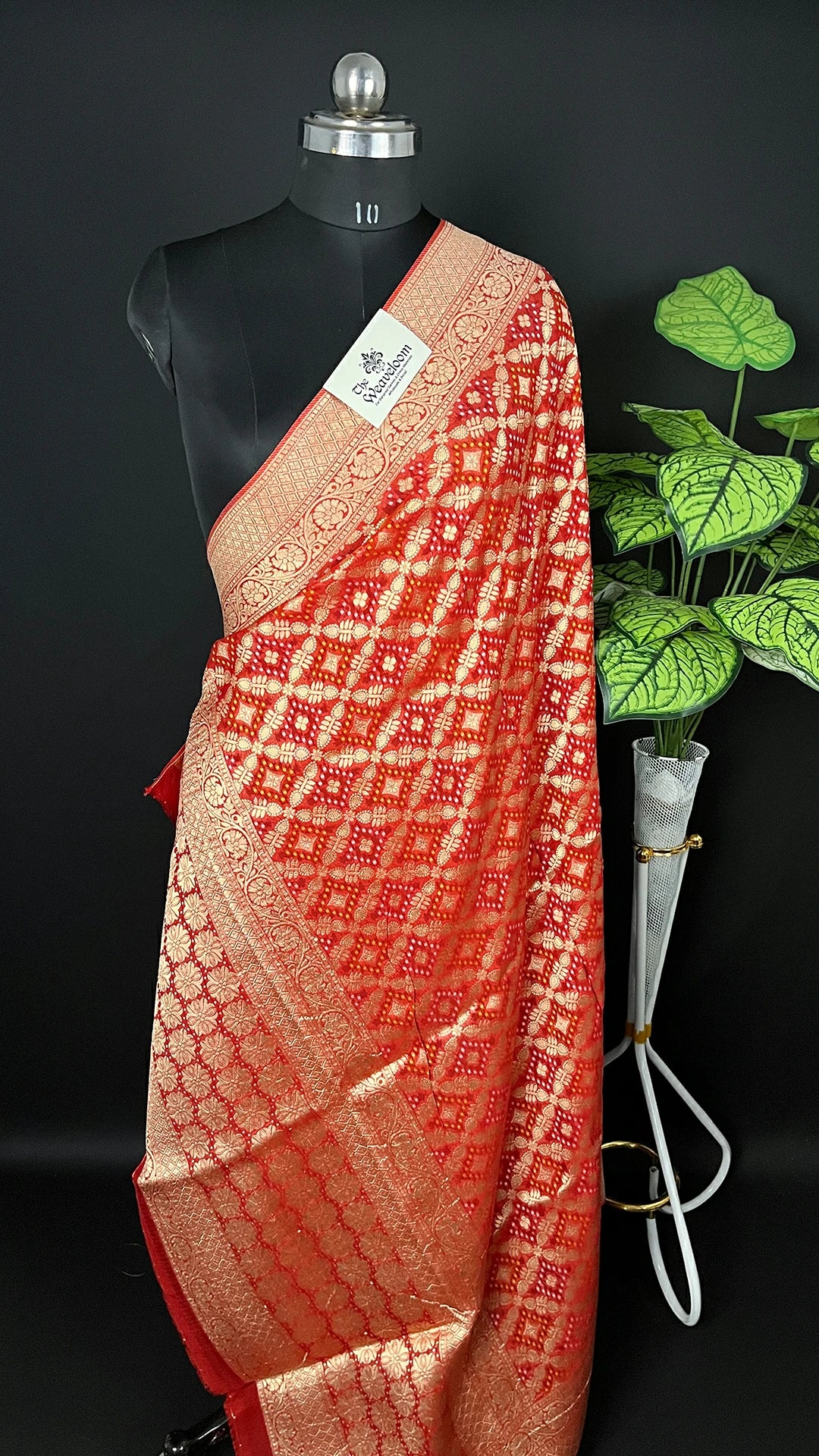 Red Pure Viscose Georgette Bandhej Meenakari Dupatta - The Weaveloom