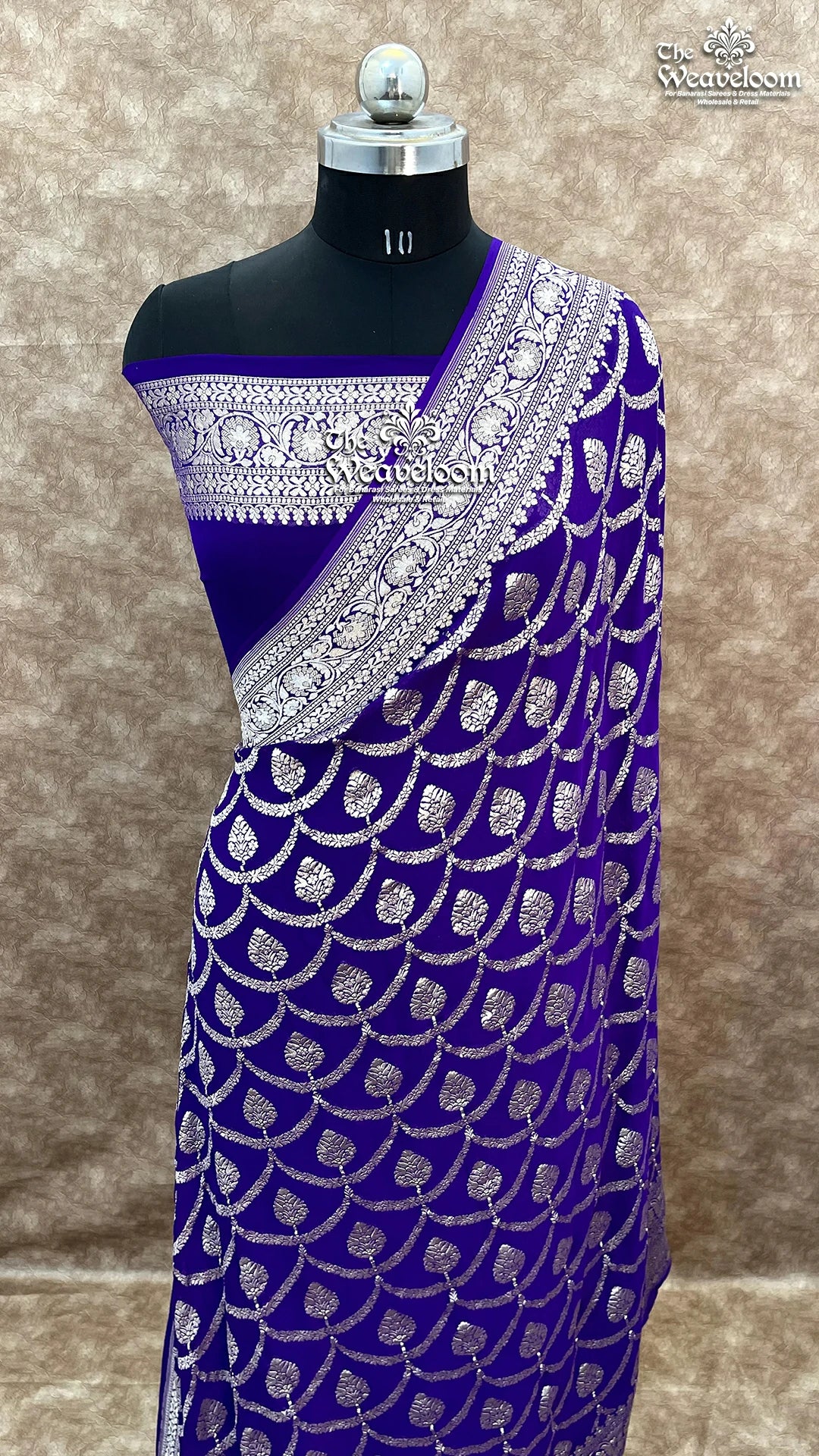Royal Blue Khaddi Georgette Banarasi Saree with Water Zari Work