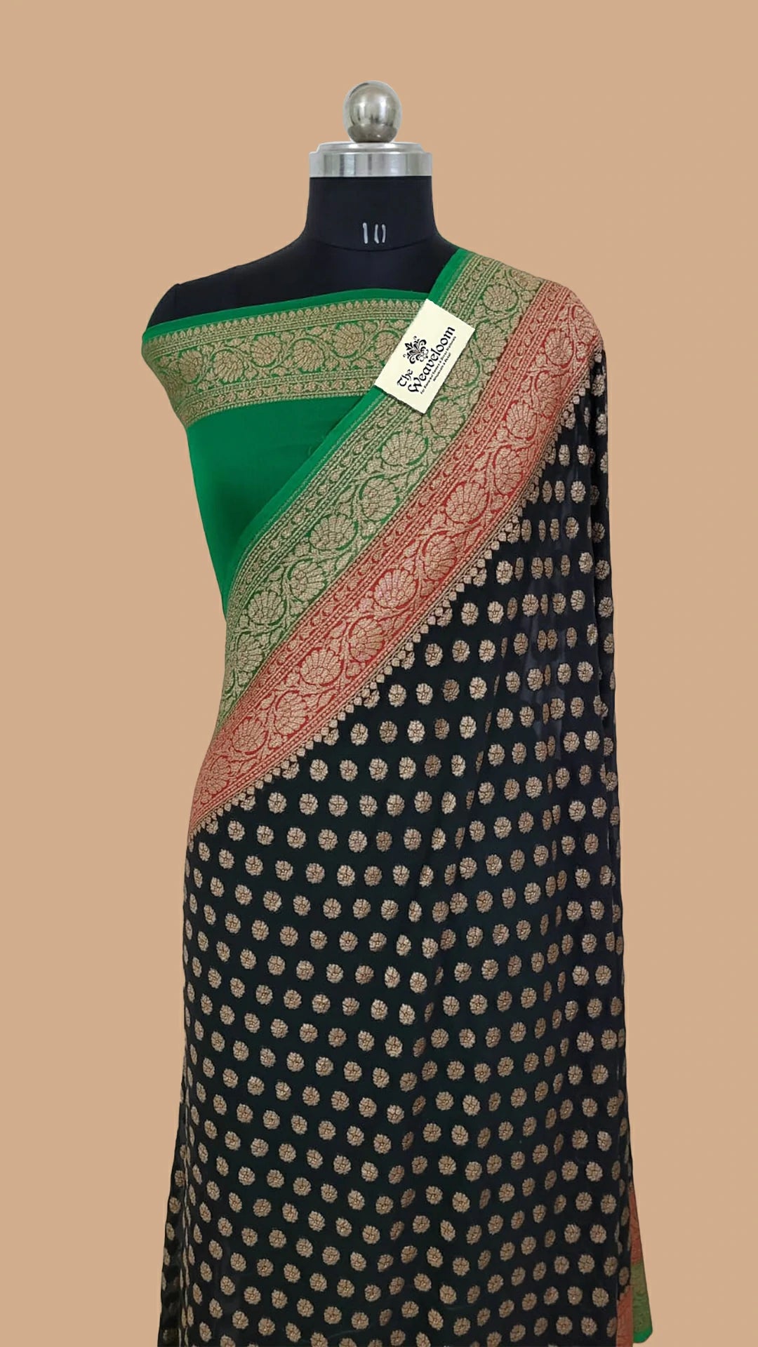 Black Khaddi Georgette Pure Banarasi Saree Antique Zari – The Weaveloom