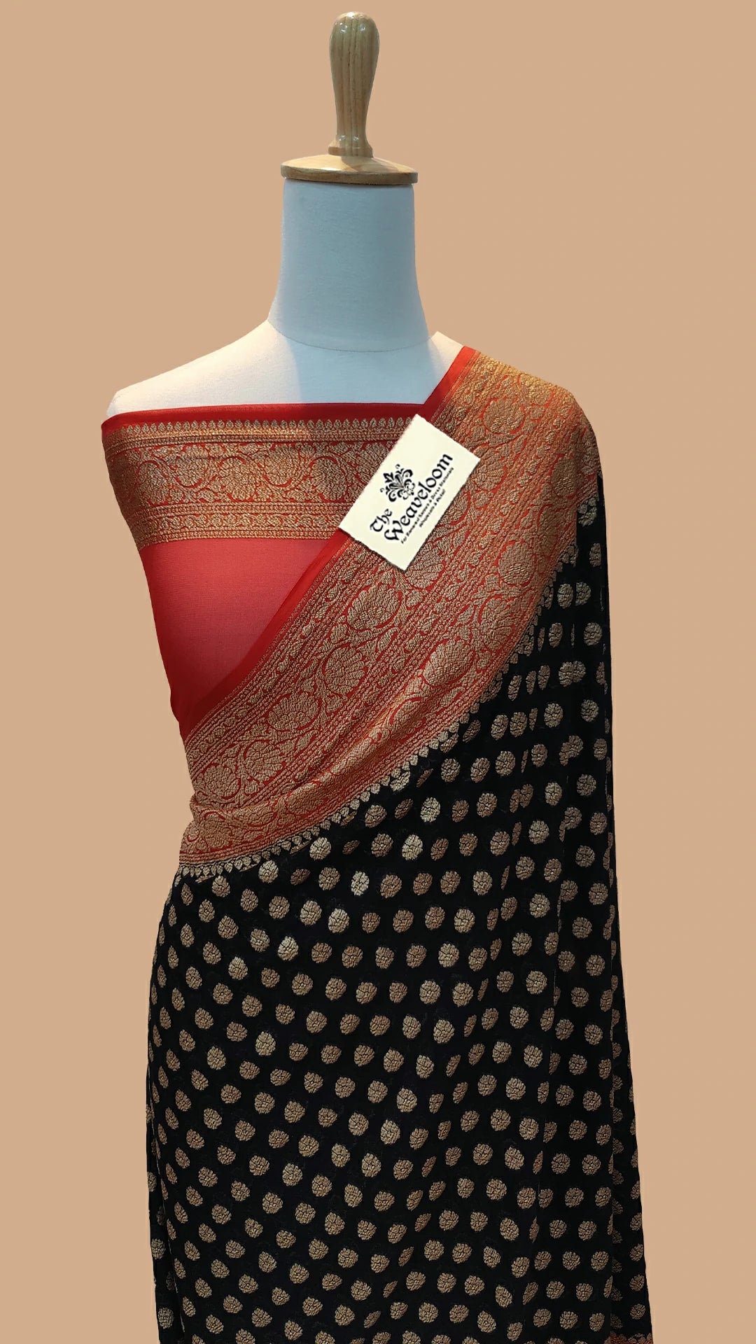Black Khaddi Georgette Pure Banarasi Saree Antique Zari – The Weaveloom