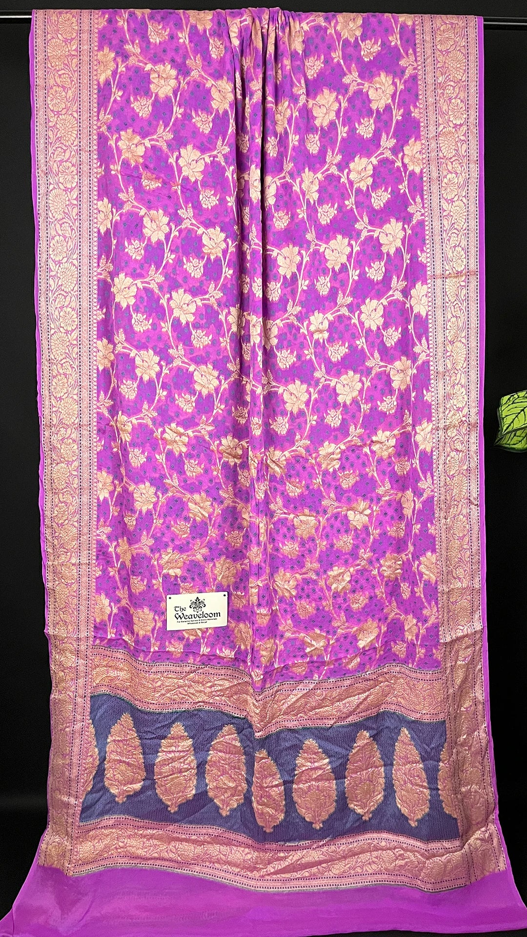 Lavender Pure Crepe Georgette Banarasi Saree with Meenakari Work – The Weaveloom
