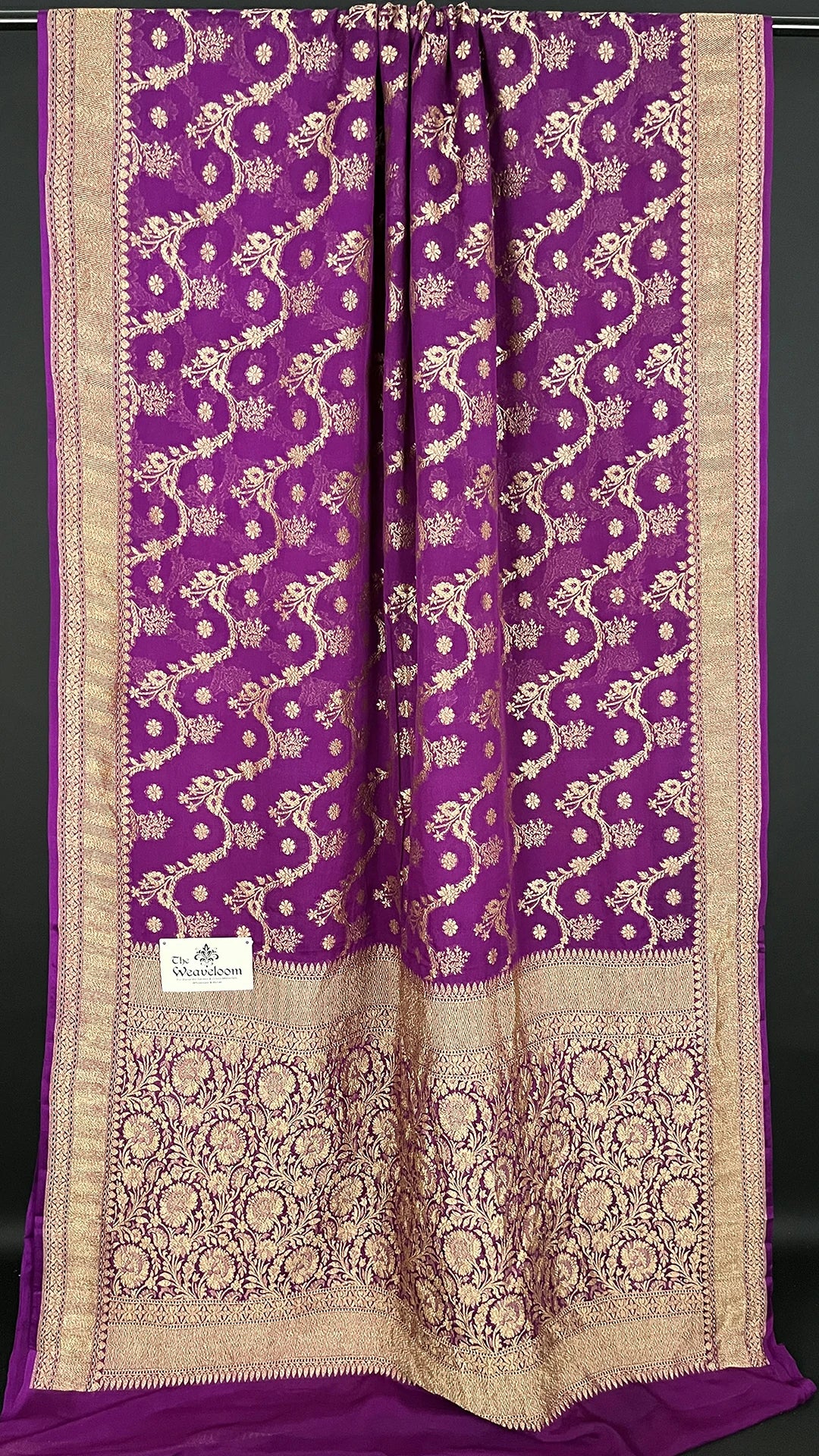 Magenta Khaddi Georgette Pure Banarasi Saree Antique Zari The Weaveloom