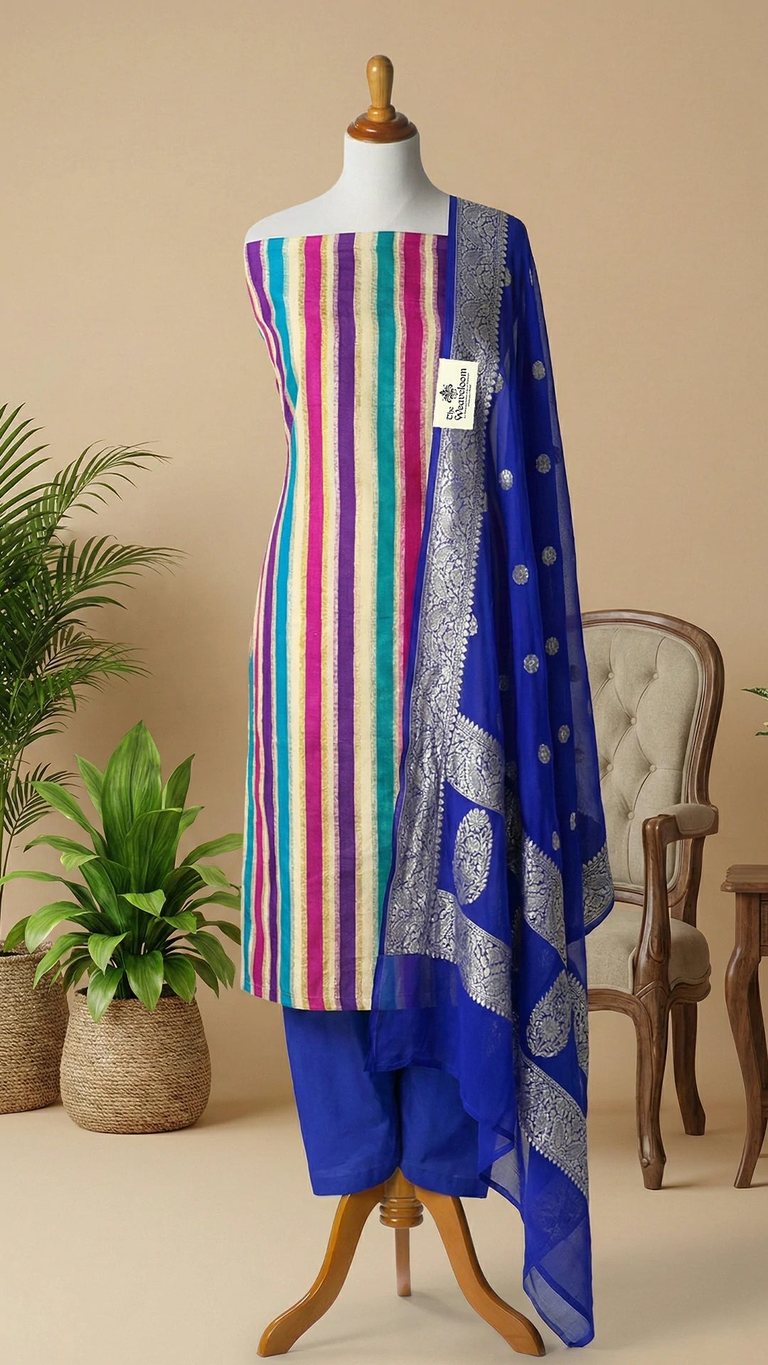 Multi Color Rangkat Khaddi Georgette Pure Banarasi Dress Material The Weaveloom Multi Color Rangkat Khaddi Georgette Pure Banarasi Dress Material The Weaveloom