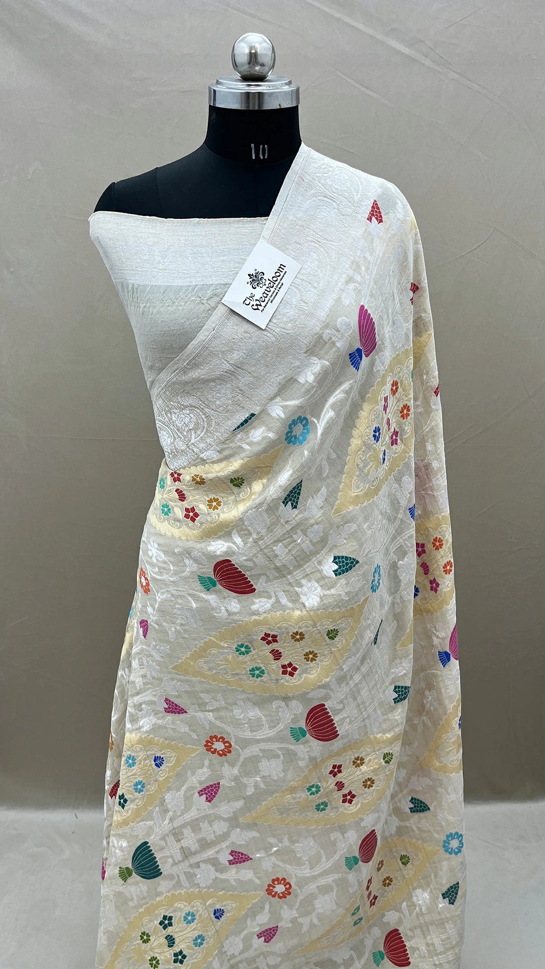 Natural Tussar Georgette Banarasi Saree Sona Rupa Zari With Meenakari By The Weaveloom