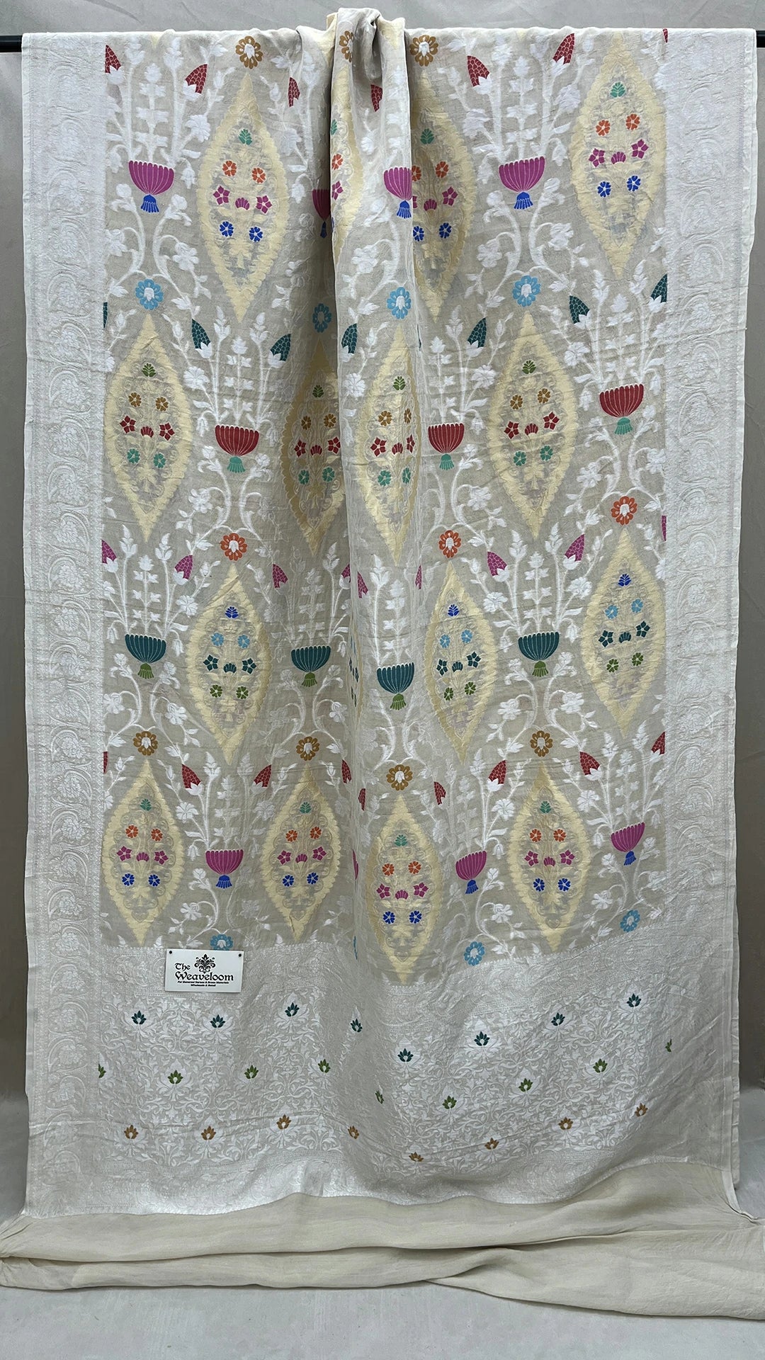 Natural Tussar Georgette Banarasi Saree Sona Rupa Zari With Meenakari By The Weaveloom