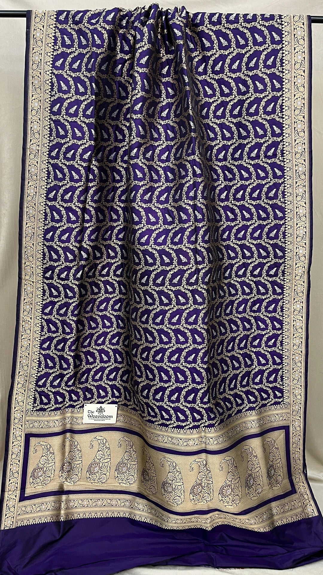 Purple Pure Katan Silk Banarasi Saree with Sona Rupa Zari by The Weaveloom