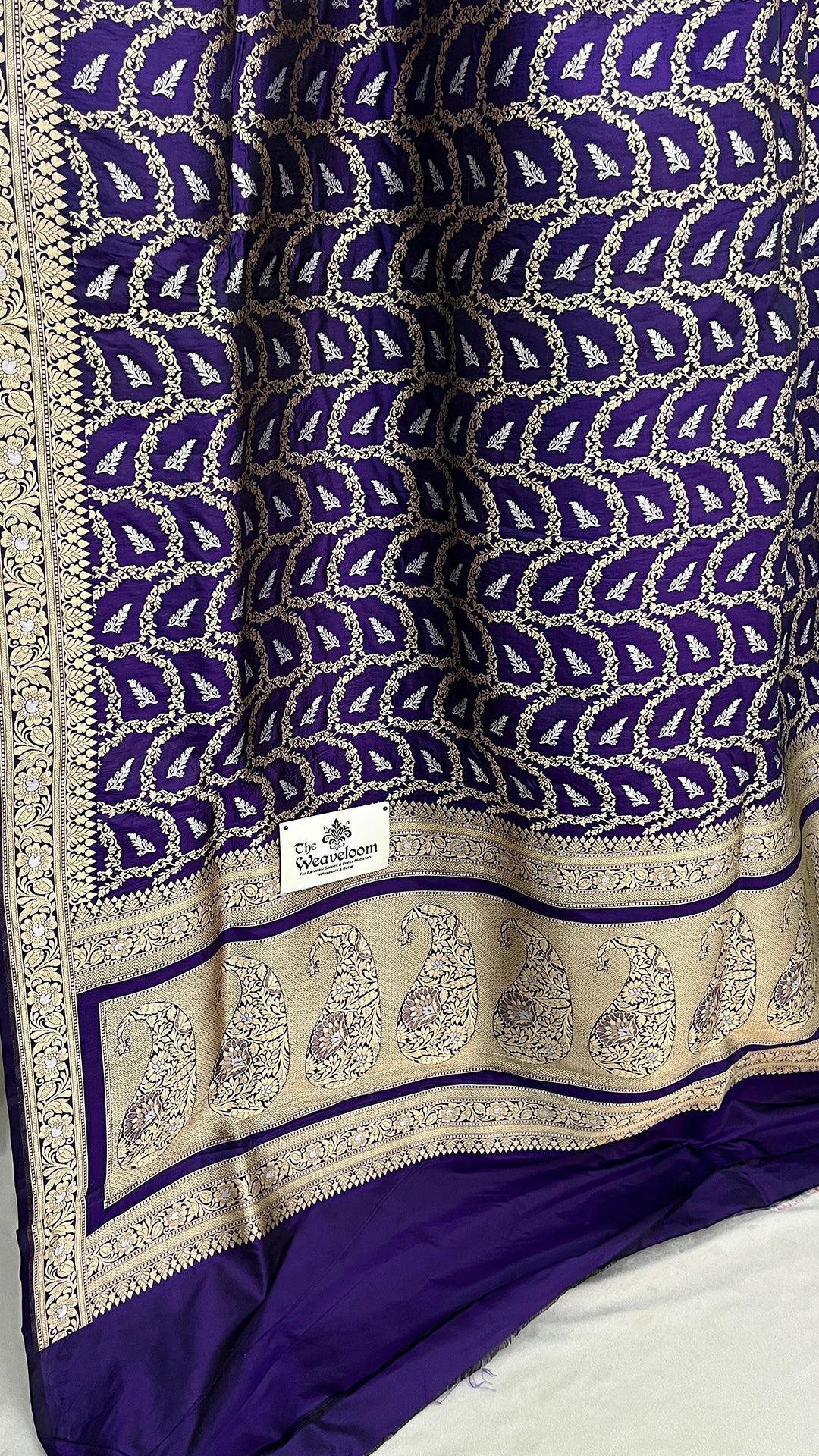 Purple Pure Katan Silk Banarasi Saree with Sona Rupa Zari by The Weaveloom