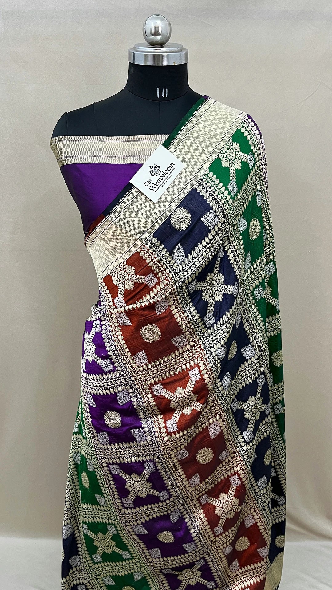 Rangkat Multicolor Pure Katan Silk Sona Rupa Zari Banarasi Saree The Weaveloom