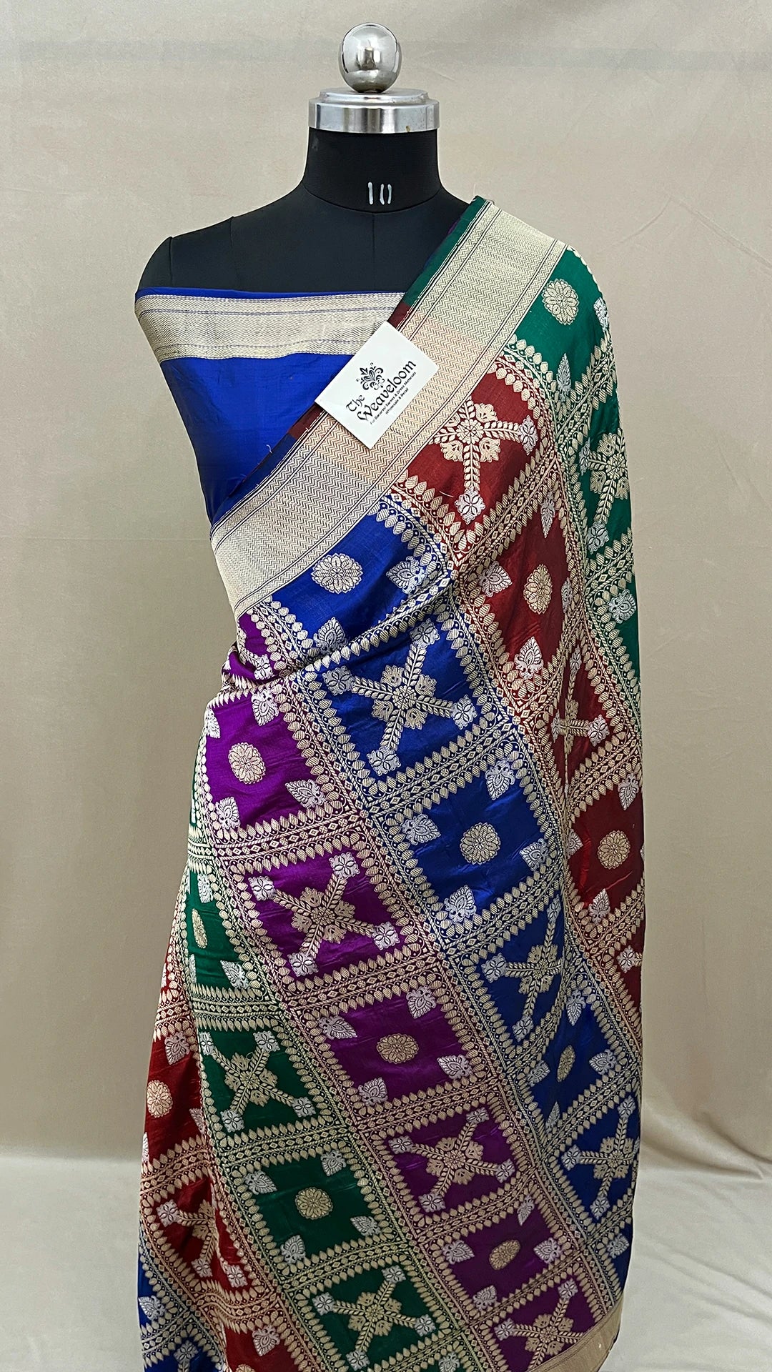 Rangkat Pure Katan Silk Banarasi Saree Sona Rupa Zari Multicolor by The Weaveloom
