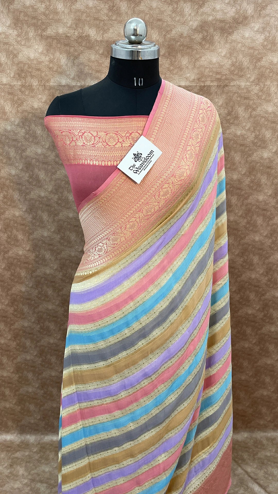 Rangkat Multicolor Khaddi Georgette Banarasi Saree by The Weaveloom
