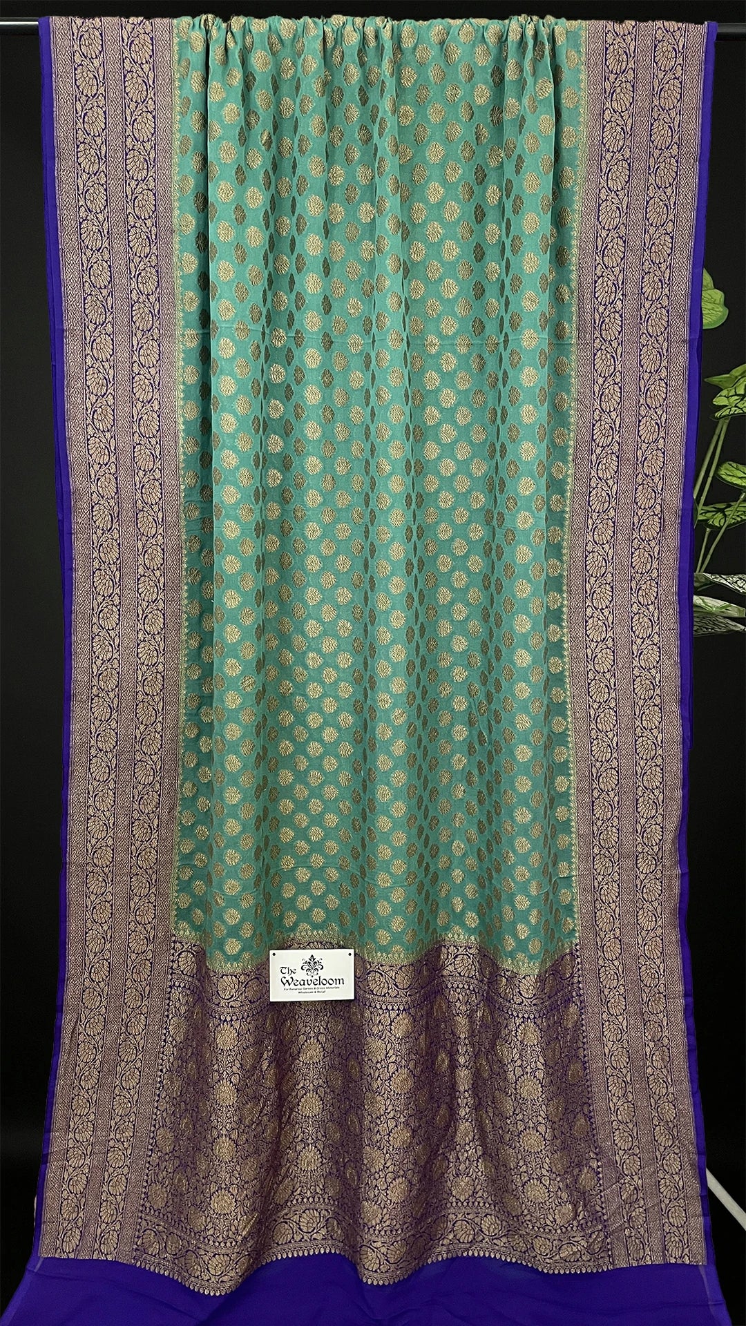 Sea Green Khaddi Georgette Pure Banarasi Saree With Antique Zari The Weaveloom