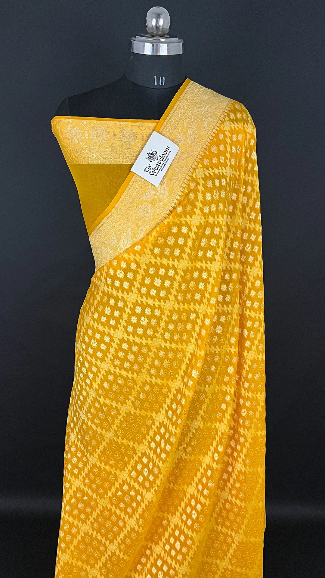 Yellow Khaddi Georgette Pure Banarasi Saree with Meenakari The Weaveloom