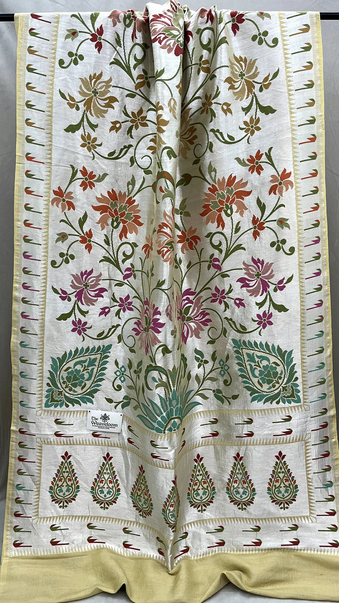 Yellow Pure Tussar Georgette Brocade Banarasi Saree with Meenakari by The Weaveloom