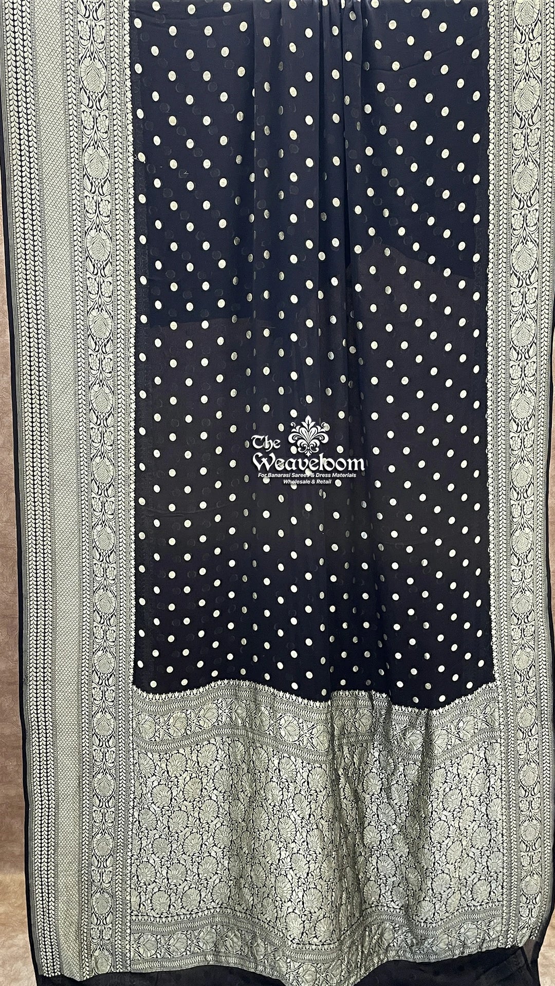 Black Khaddi Georgette Banarasi Saree – The Weaveloom