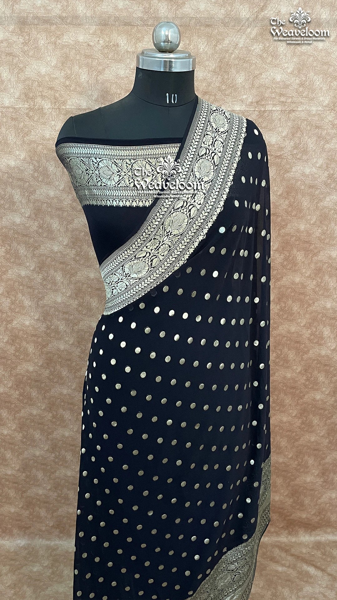 Black Khaddi Georgette Banarasi Saree – The Weaveloom