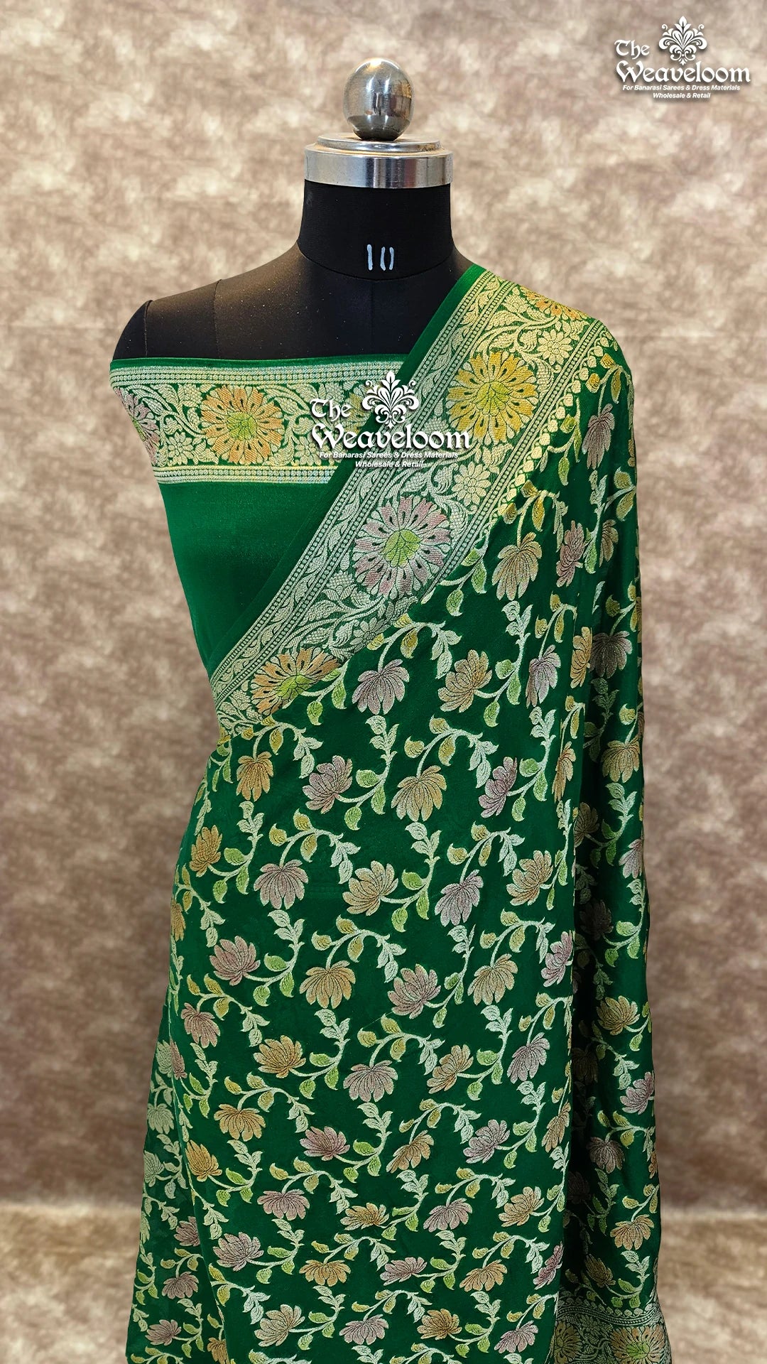 Green Pure Khaddi Chiffon Banarasi Saree - The Weaveloom