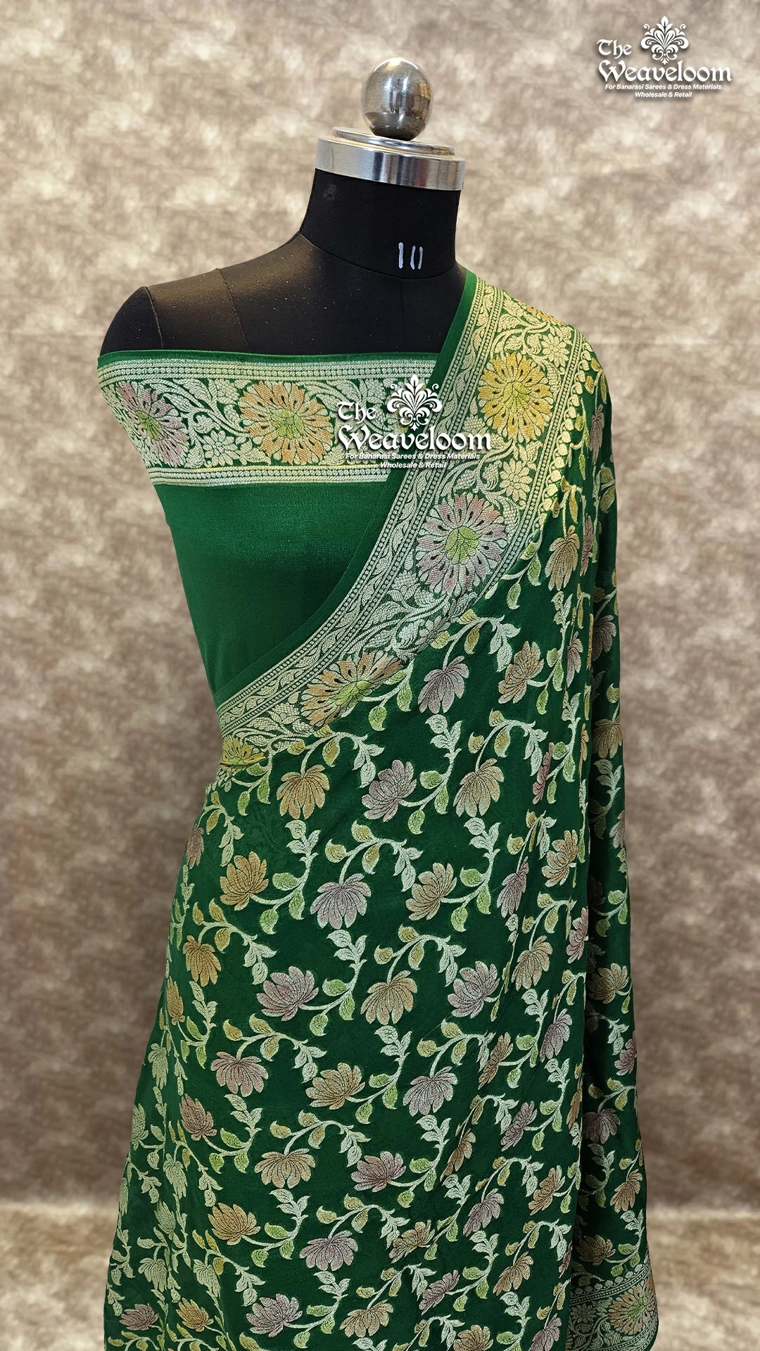 Green Pure Khaddi Chiffon Banarasi Saree - The Weaveloom