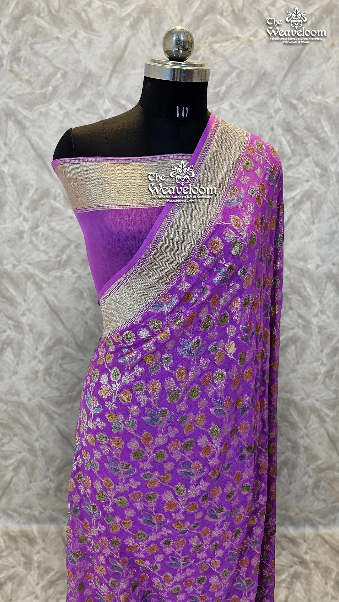 Lavender Khaddi Georgette Banarasi Saree - Water Zari by The Weaveloom