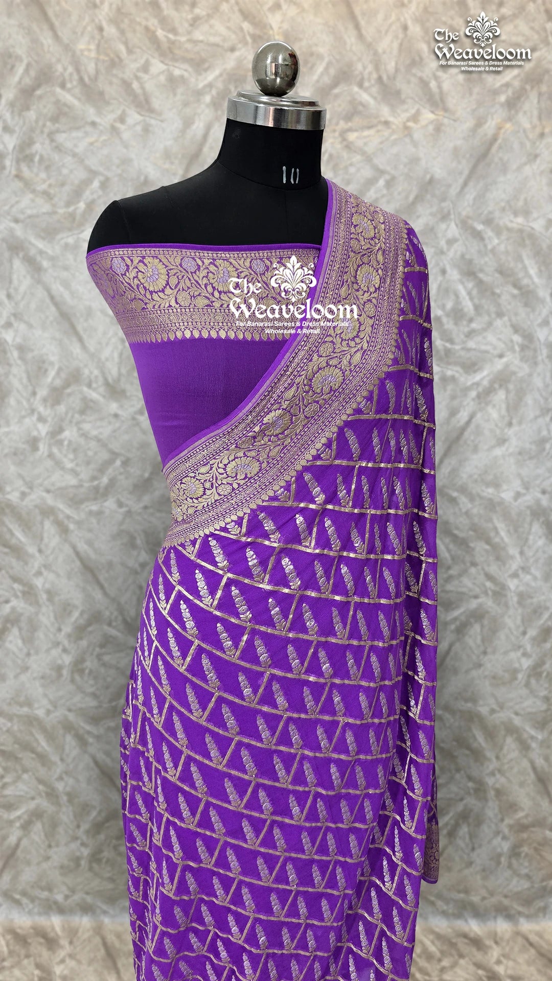 Lavender Khaddi Georgette Water Zari Pure Banarasi Saree with Customizable Colors