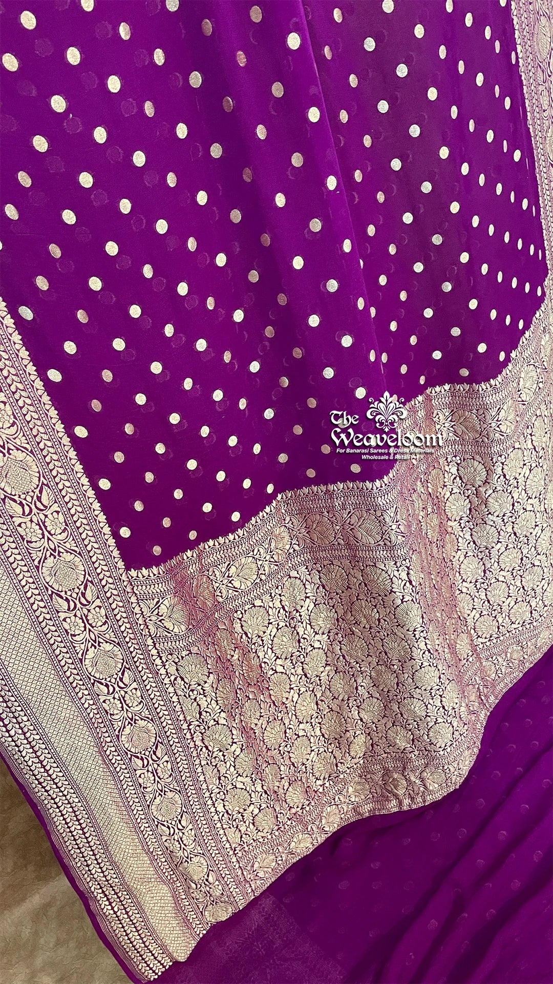 Magenta Khaddi Georgette Banarasi Saree – The Weaveloom