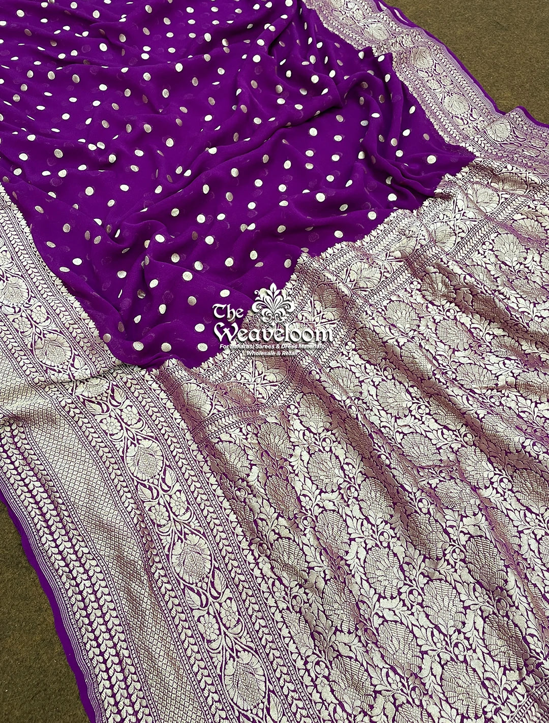 Magenta Khaddi Georgette Banarasi Saree – The Weaveloom
