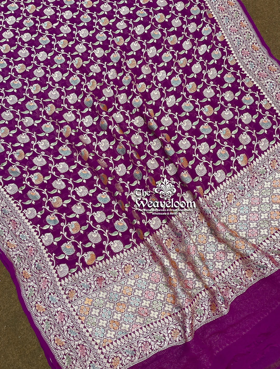 Magenta Khaddi Georgette Pure Banarasi Dupatta – The Weaveloom