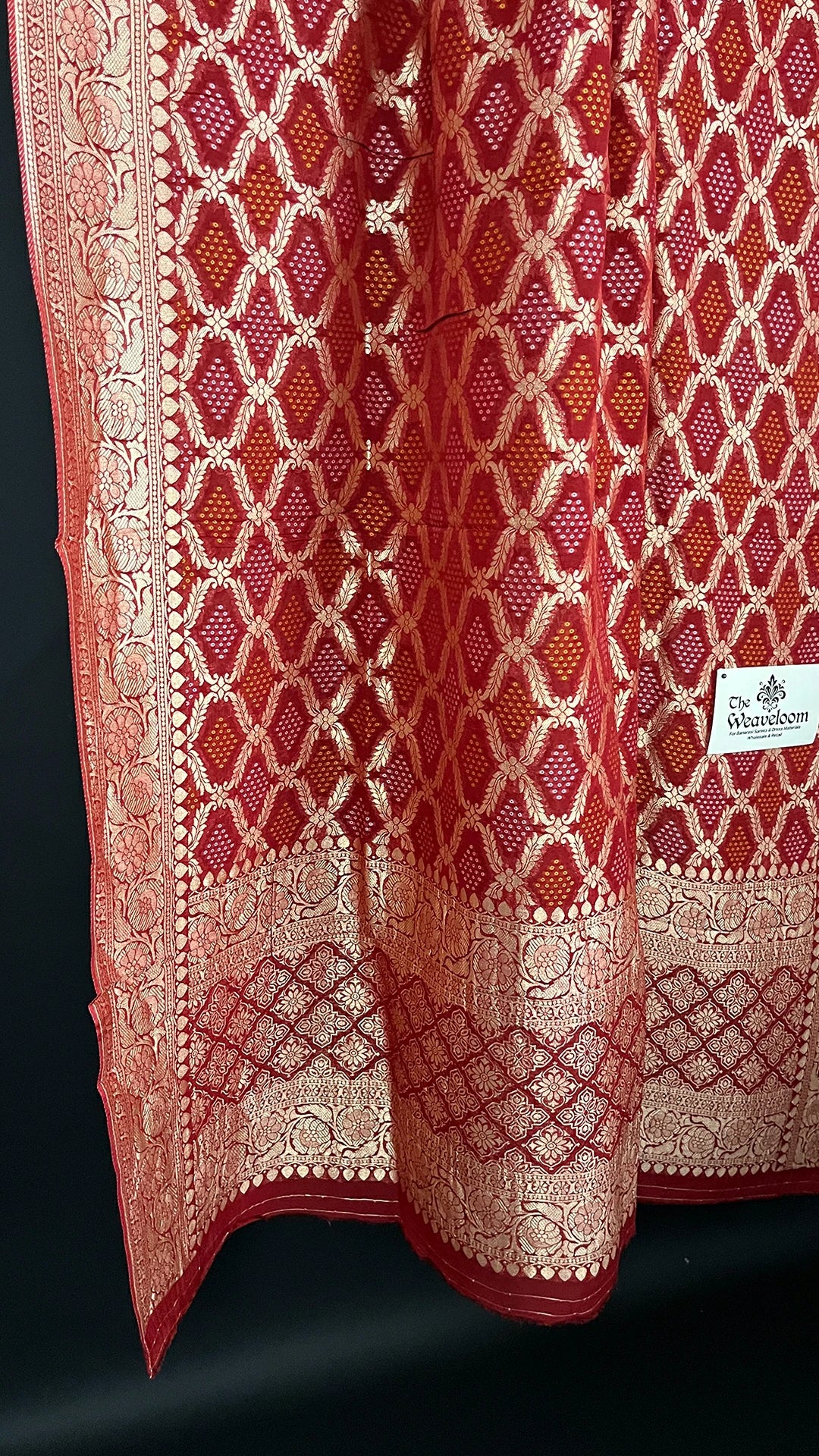 Maroon Pure Viscose Georgette Bandhej Meenakari Dupatta - The Weaveloom