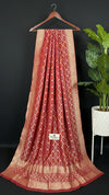 Maroon Pure Viscose Georgette Bandhej Meenakari Dupatta - The Weaveloom