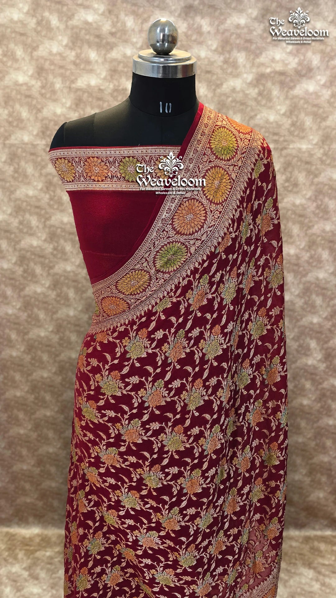 Maroon Pure Khaddi Chiffon Banarasi Saree – The Weaveloom