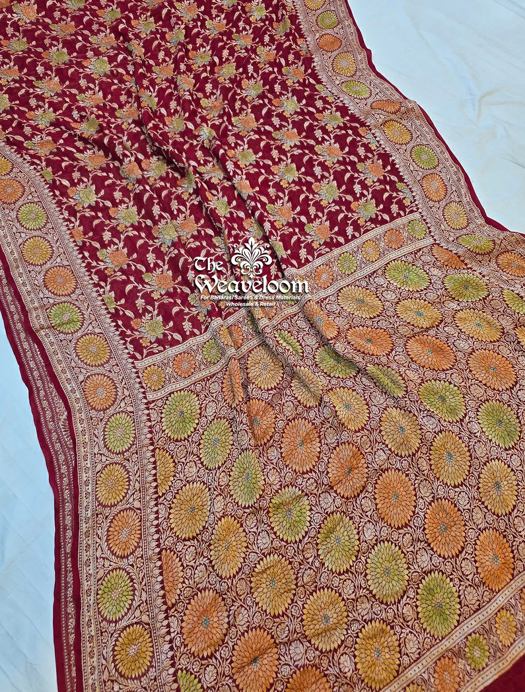 Maroon Pure Khaddi Chiffon Banarasi Saree – The Weaveloom