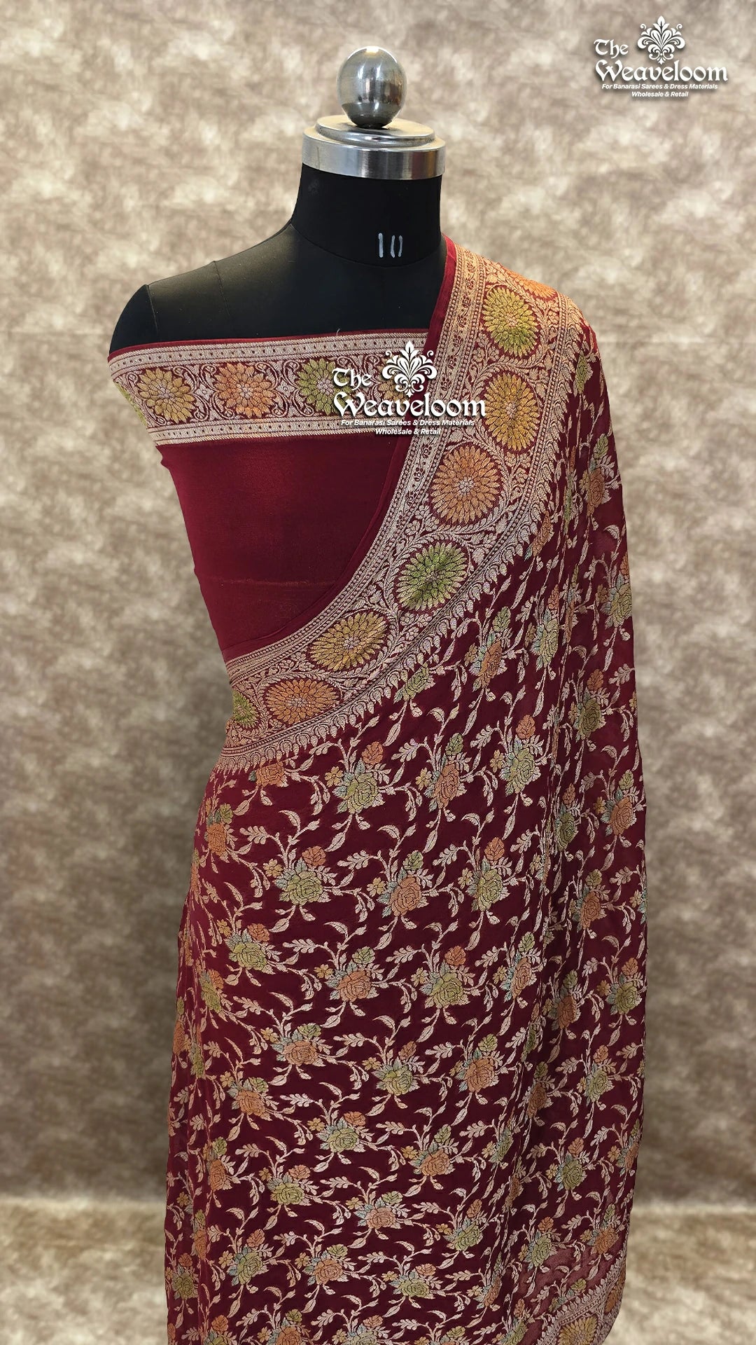 Maroon Pure Khaddi Chiffon Banarasi Saree – The Weaveloom