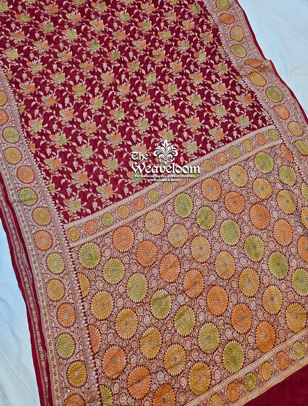 Maroon Pure Khaddi Chiffon Banarasi Saree – The Weaveloom