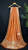Orange Pure Viscose Georgette Bandhej Meenakari Dupatta - The Weaveloom