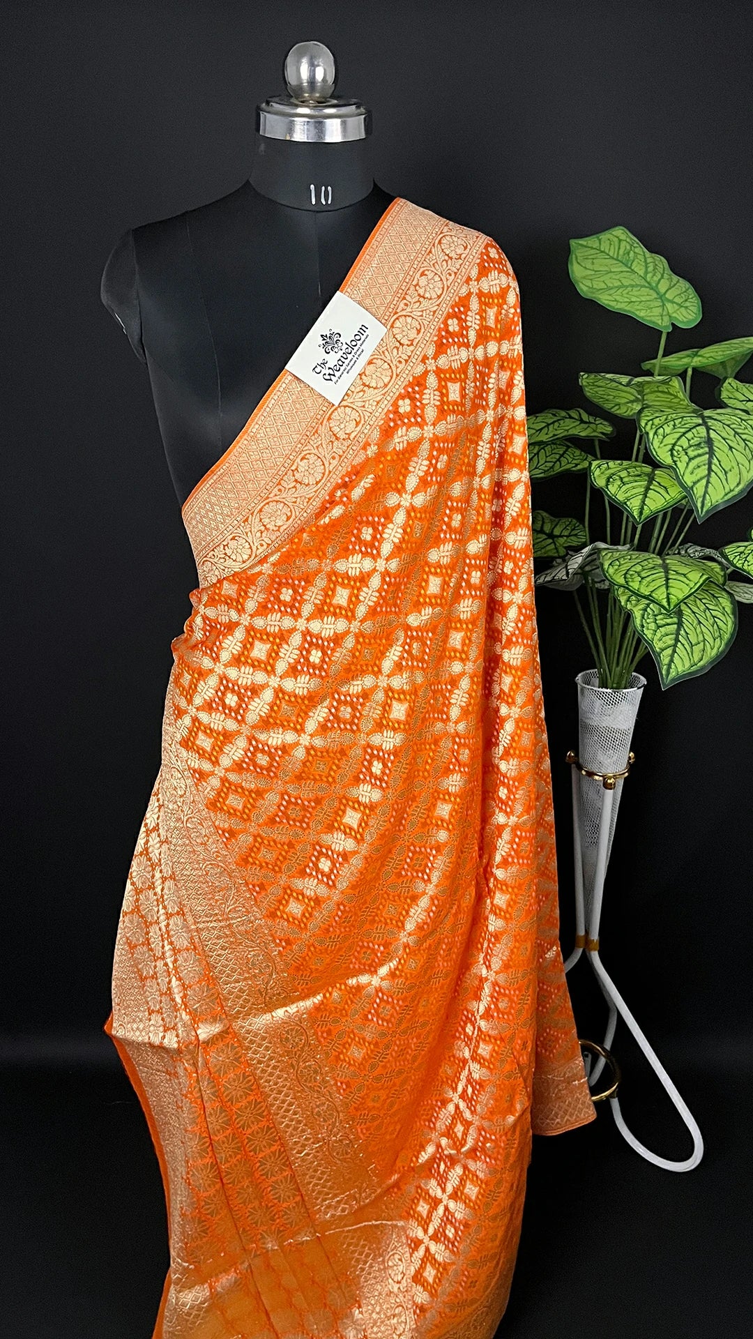Orange Pure Viscose Georgette Bandhej Meenakari Dupatta - The Weaveloom