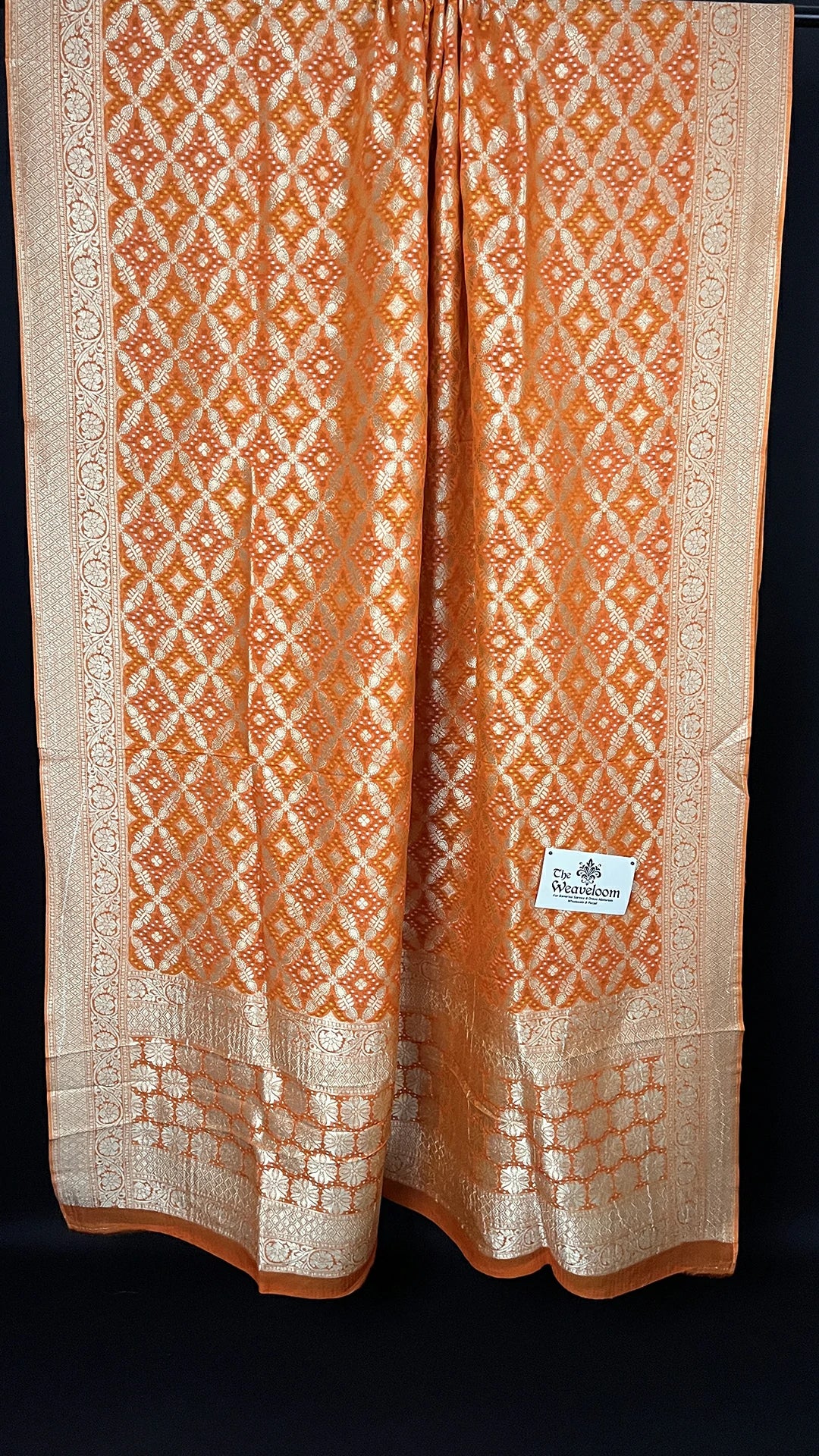 Orange Pure Viscose Georgette Bandhej Meenakari Dupatta - The Weaveloom