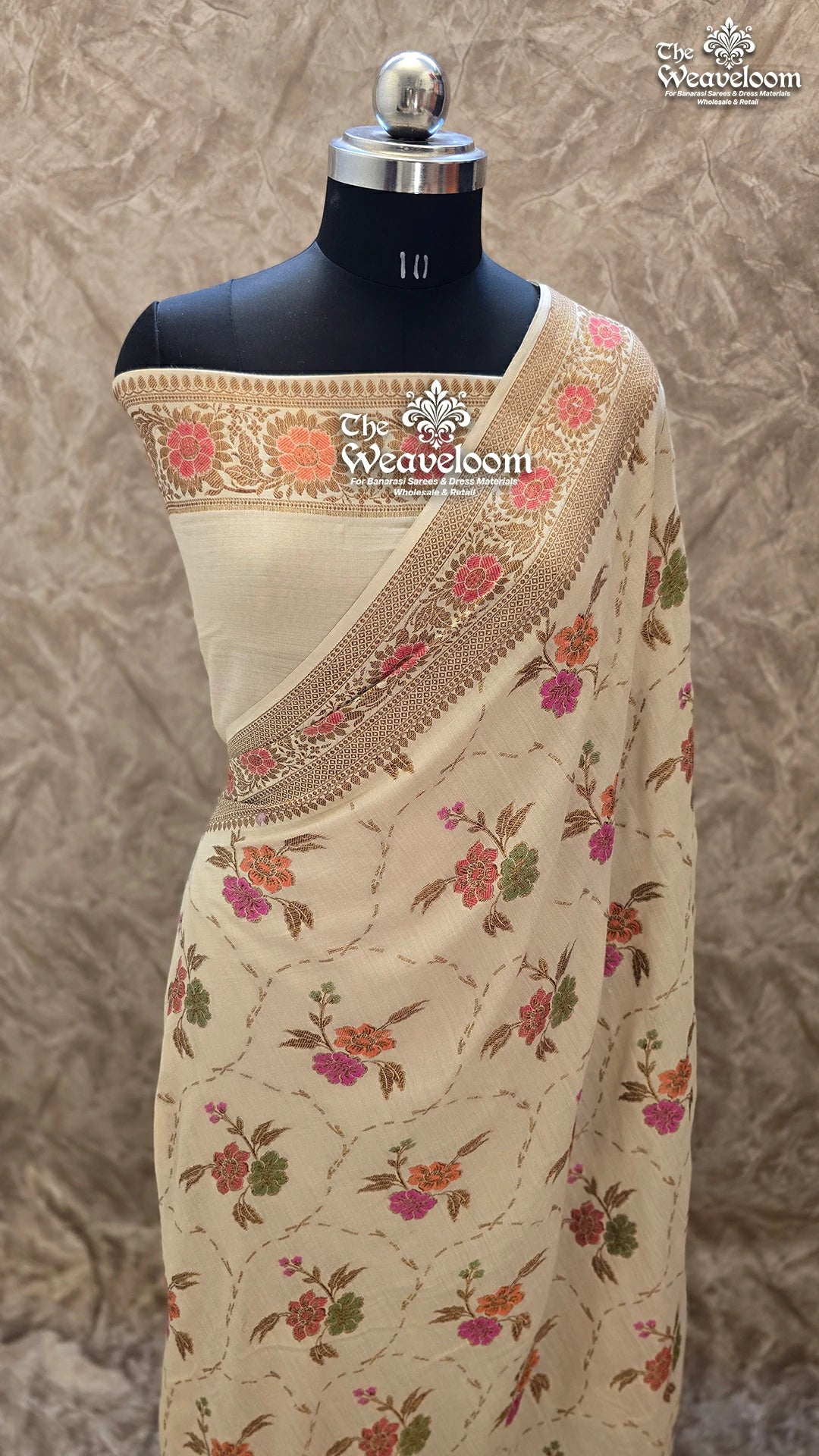 Pure Moonga Silk Banarasi Saree with Meenakari Work | The Weaveloom