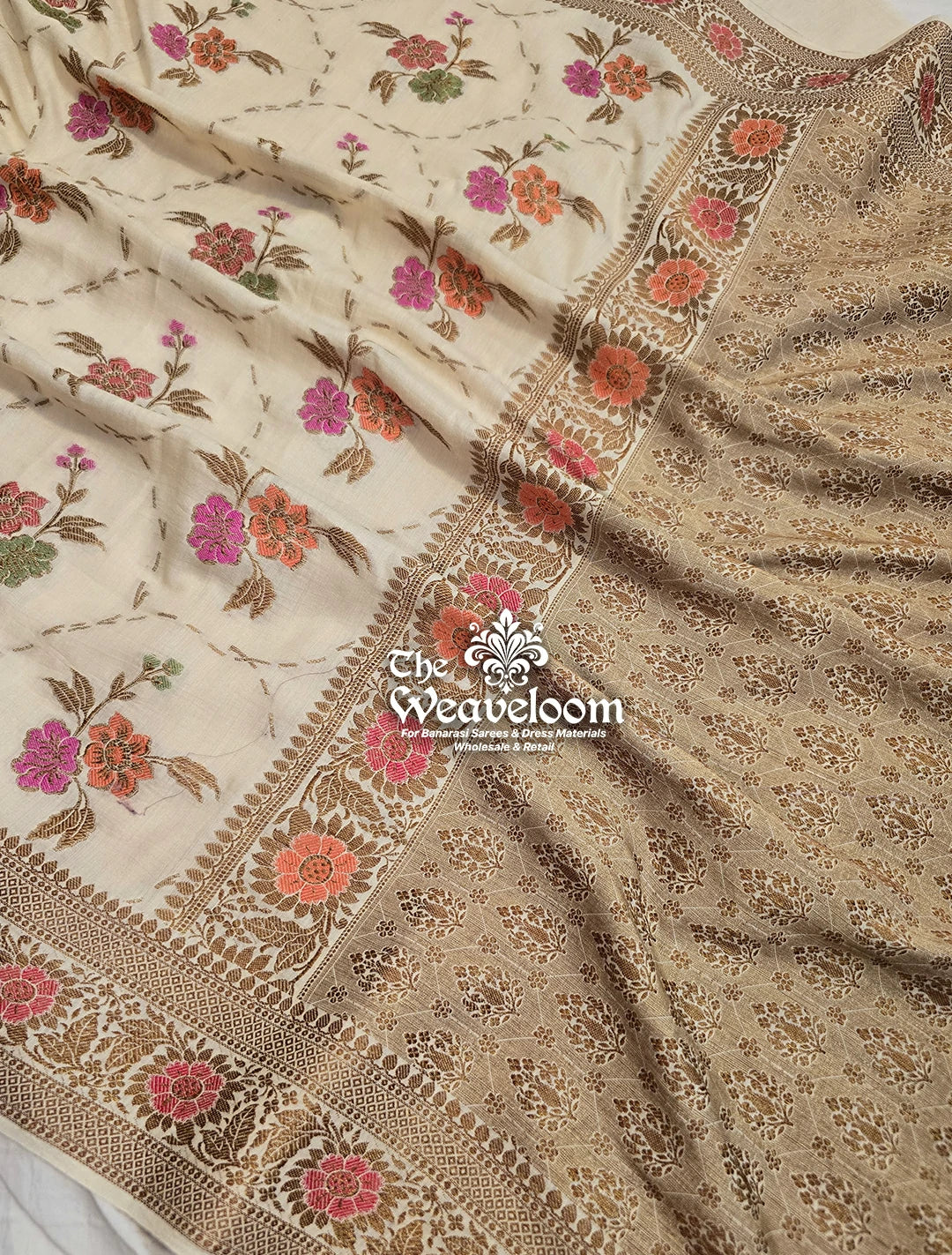 Pure Moonga Silk Banarasi Saree with Meenakari Work | The Weaveloom