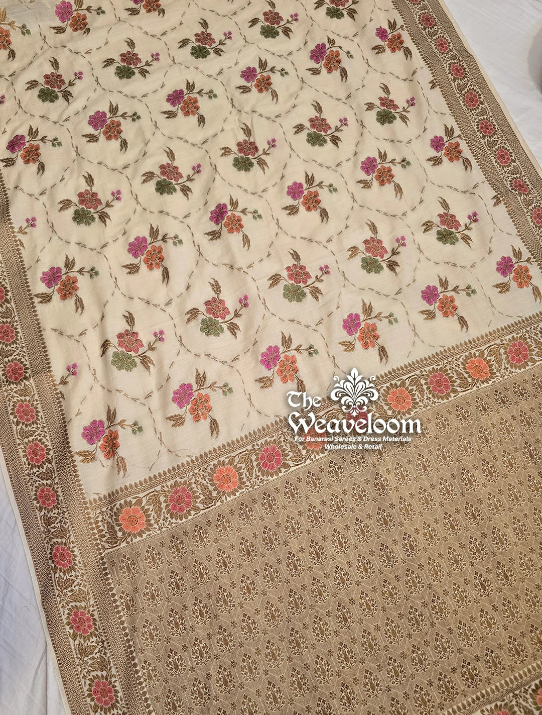 Pure Moonga Silk Banarasi Saree with Meenakari Work | The Weaveloom