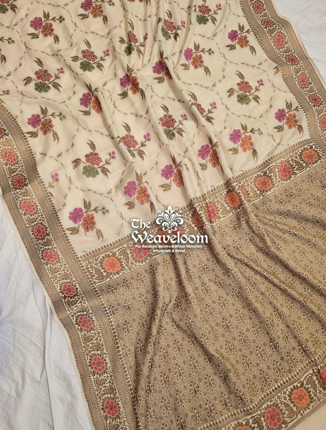 Pure Moonga Silk Banarasi Saree with Meenakari Work | The Weaveloom