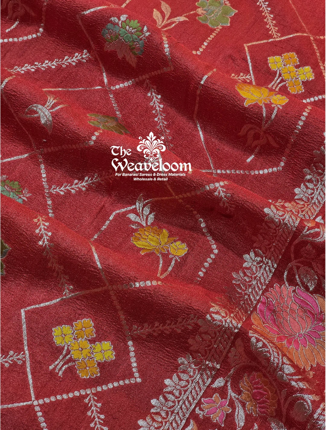 Strawberry Pure Tussar Georgette Meenakari Banarasi Saree – Premium designer saree with meenakari work and customizable color options. Perfect for special occasions.