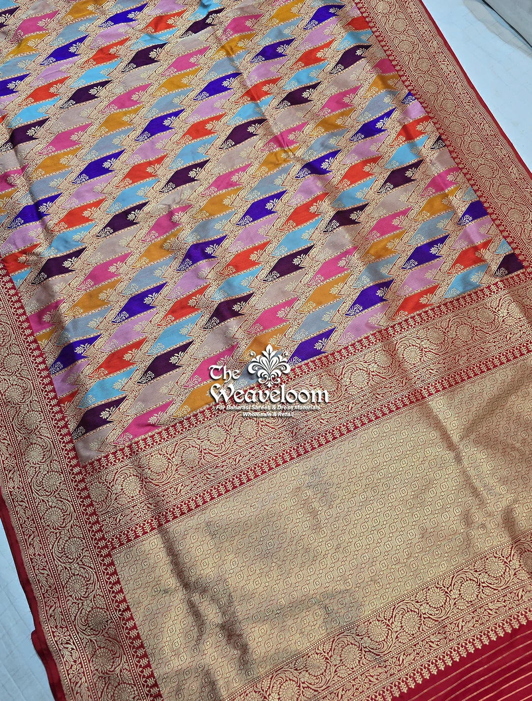 Pure Katan Silk Banarasi Saree - All Over Kadiyal Jaal Work (Color) | The Weaveloom