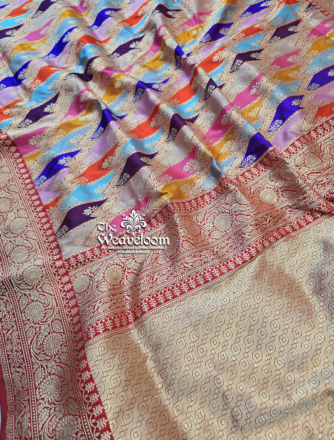 Pure Katan Silk Banarasi Saree - All Over Kadiyal Jaal Work (Color) | The Weaveloom