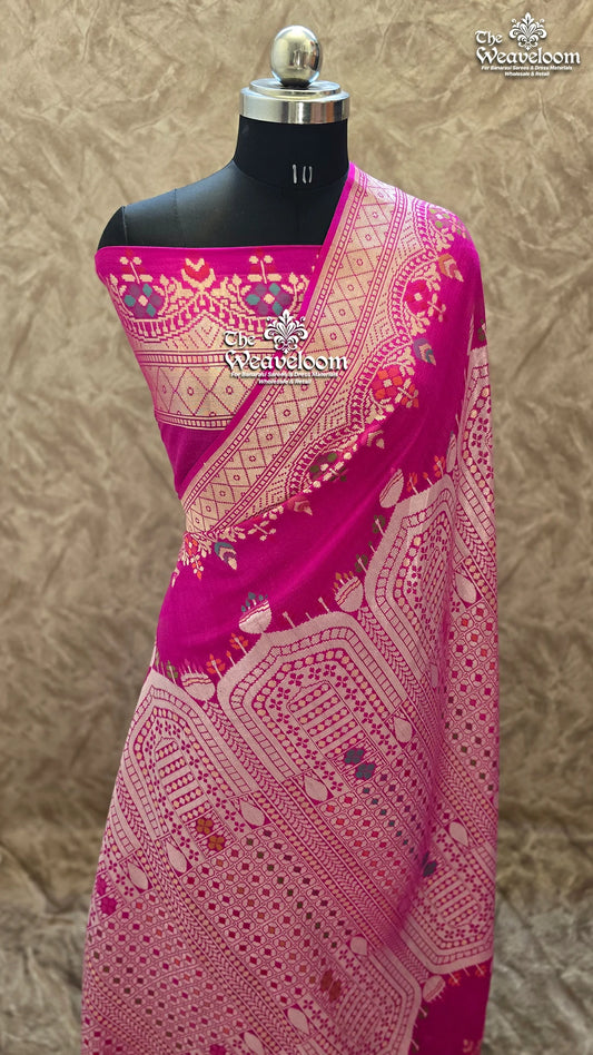 Rani Colour Banarasi Saree - Pure Tussar Georgette Meenakari Saree by The Weaveloom
